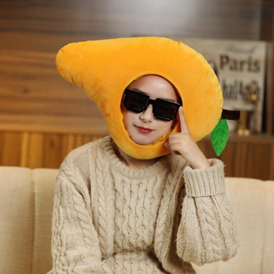 Mango Headgear Soft Simulation Fruit Hat Lovely Selfie Props Dress-up Headwear Cartoon Plush Hat Cosplay Costume Accessories Party Supplies