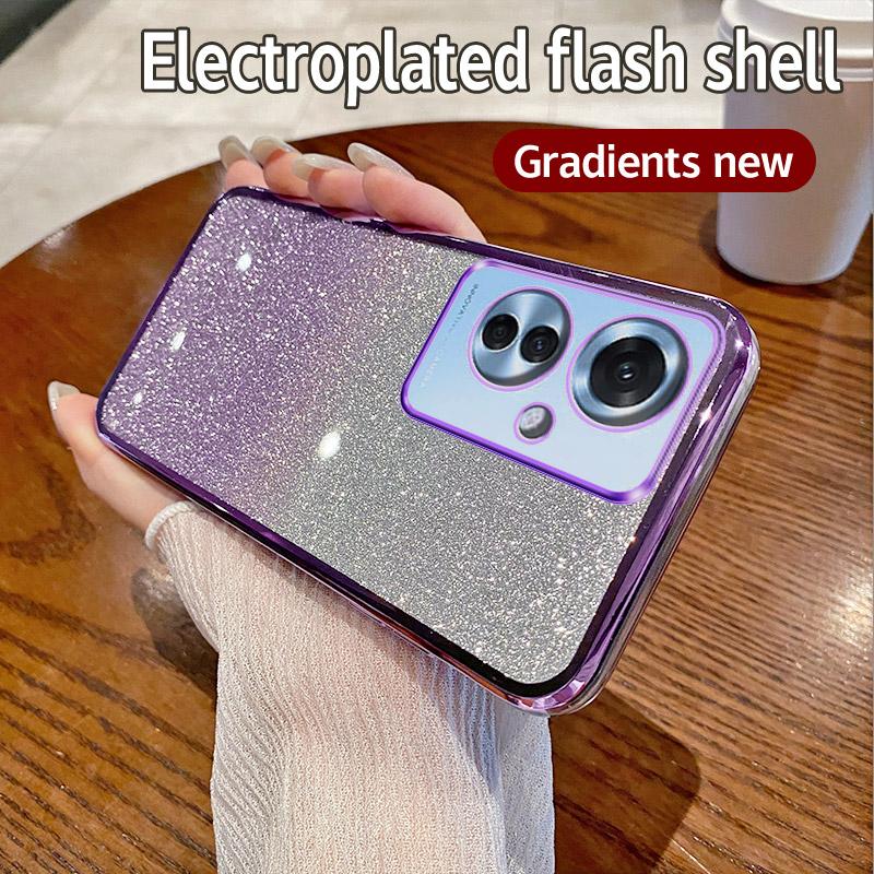 Für OPPO Reno 11F Hülle OPPO RENO 11F Handyhülle Glänzend Glitzer Beschichtung Silikon Kameraobjektiv Weiche Rückseite