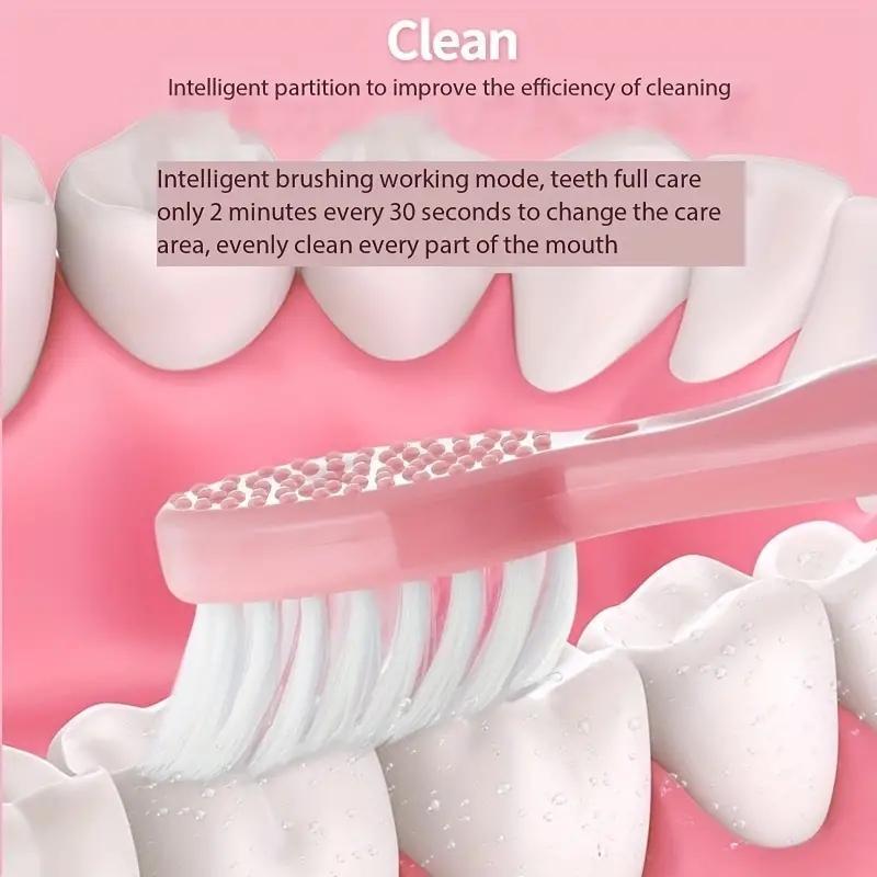 3pcs Ultrasonic Type Household Handheld Soft Bristle Automatic Toothbrush Multifunctional Battery Electric Toothbrush