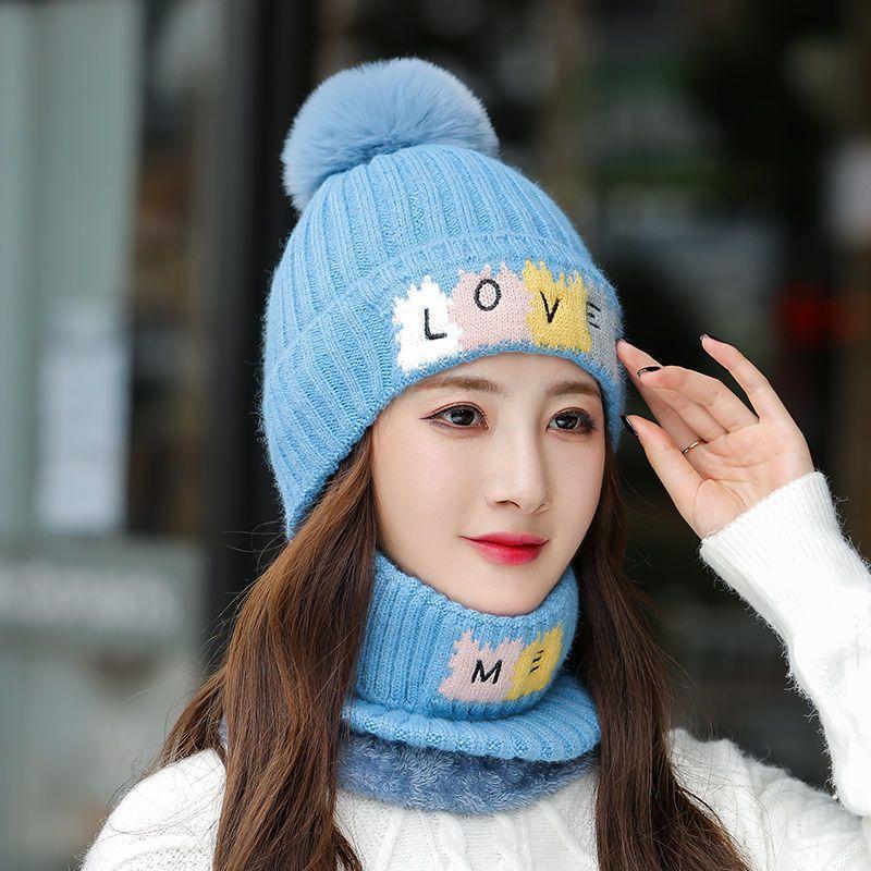Hat Women's Winter Trendy Fashion Versatile Warm Knitted Hat Windproof Ear Protector Hat Fleece Thickened Wool Hat Women's