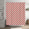 Festive Christmas Stripes: Red, White, And Green Diagonal Pattern Shower Curtain For A Joyful Holiday Bathroom Dcor