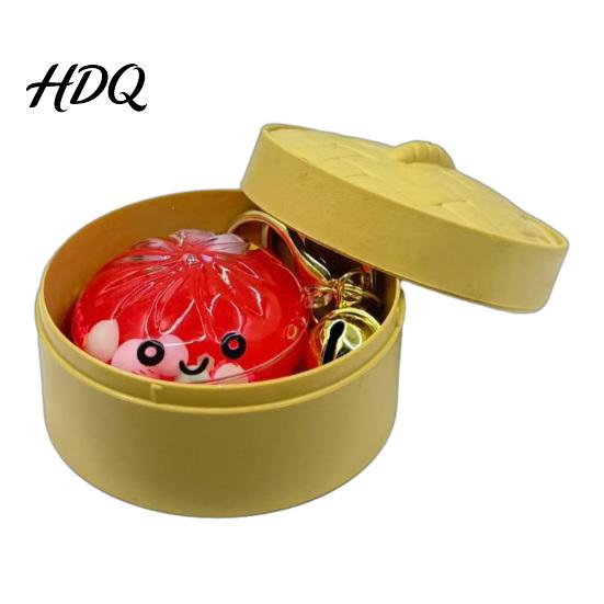 Portachiavi Ciondolo Portafoglio 1/2/3/5 Pezzi Cartone Animato Raviolo con Cestello per Vapore Halloween Panino al Vapore Zaino Accessorio Portachiavi Campanello Borsa Borsa Mini
