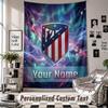 Custom Tapestry Wall Hanging, Atletico Madrid Personalized Name Text Home Wall Decor