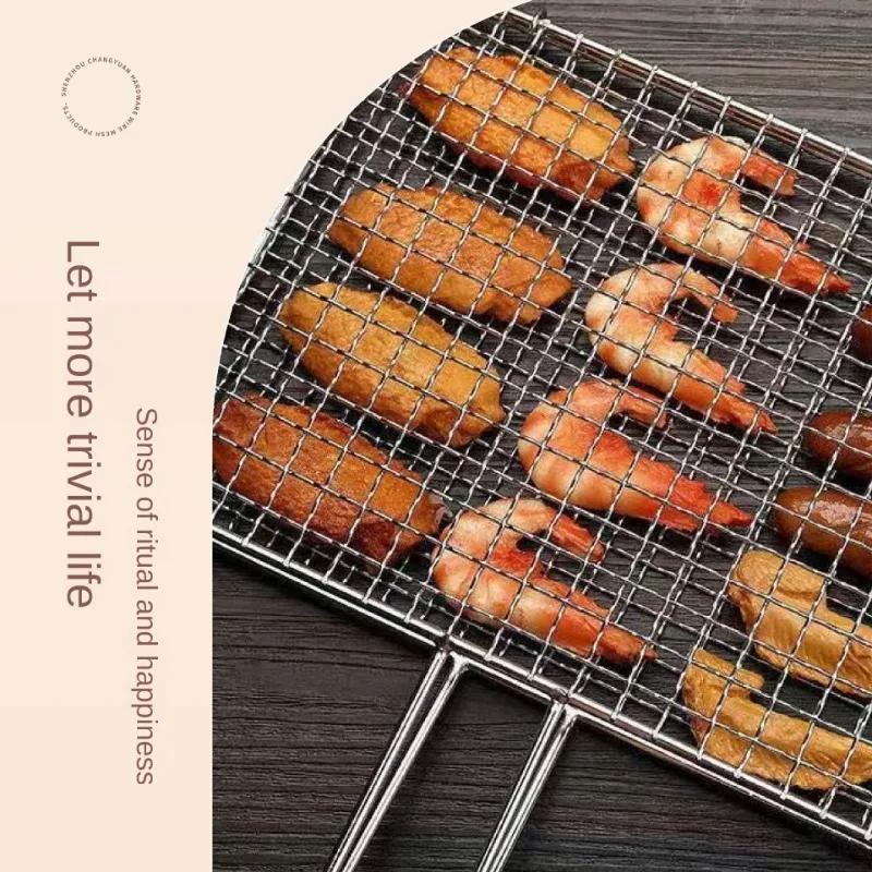 Foldable BBQ Basket Portable Charcoal Barbecue Kitchen Utensils Stainless Steel Removable Handle Dining Accessory Accessories