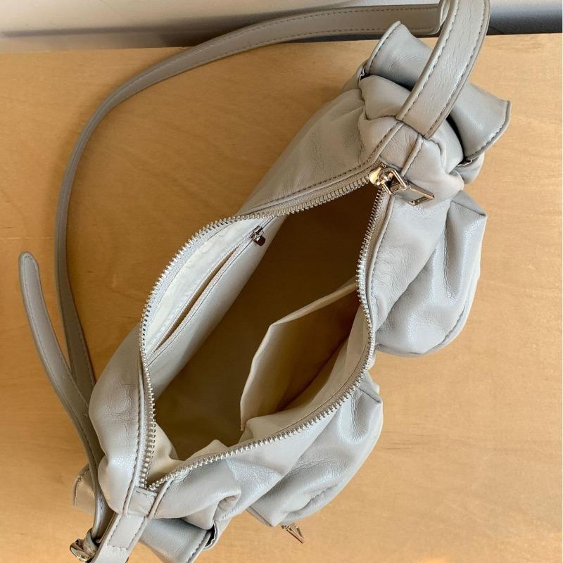 Silver multi-pocket niche design messenger bag women's solid color women's bag versatile soft leather simple shoulder bag women