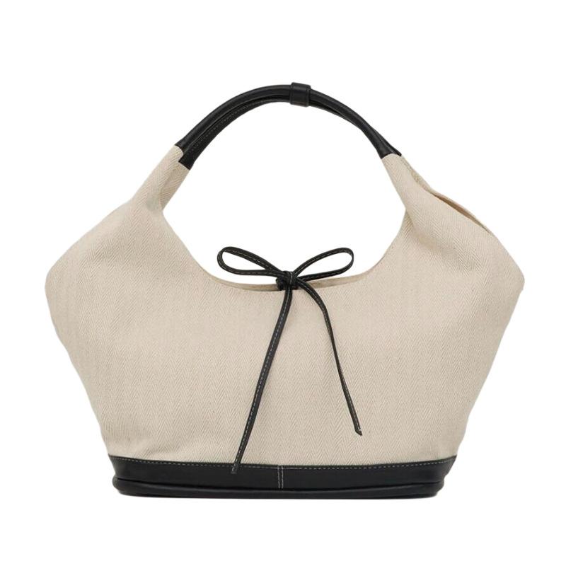 

Холщовая сумка-тоут с бантом, женская новая сумка через плечо бежевый