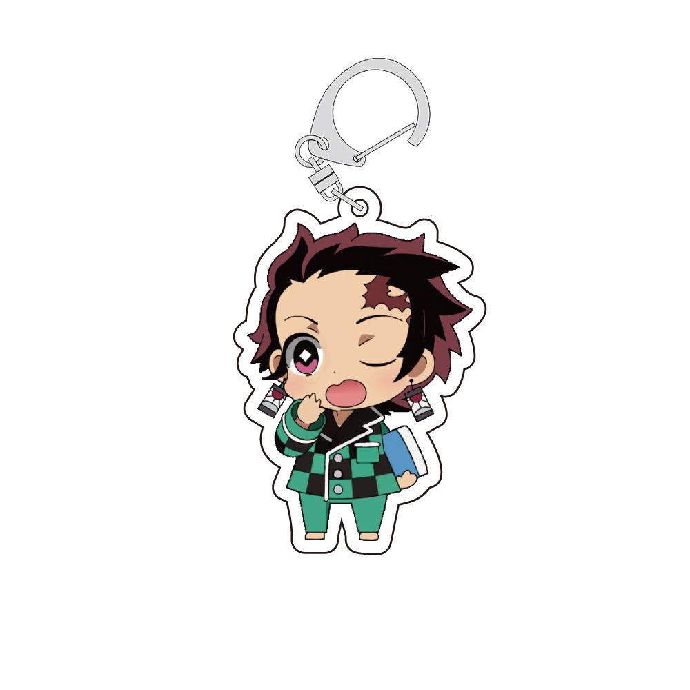 Demon Slayer Kimetsu no Yaiba Anime Pajamas Series Tanjiro Kamado Tokito Muichiro Acrylic Double Sided Lovely Keychain Transparent