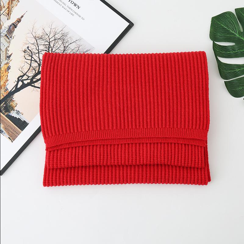 Korean version of autumn and winter new imitation cashmere scarf knitted double-sided striped corn pattern student female solid color shawl