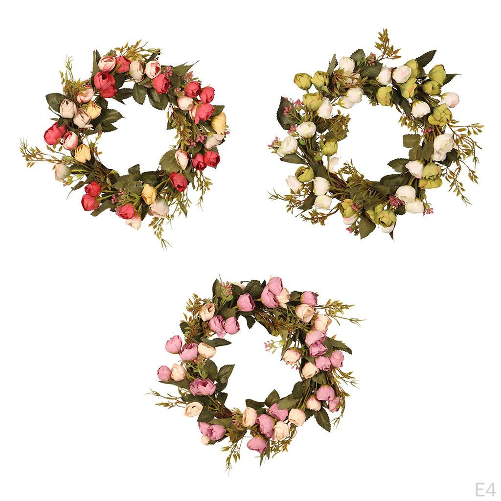 12" Artificial Wreath Rose Flower Door For Wedding Wall Home Decor