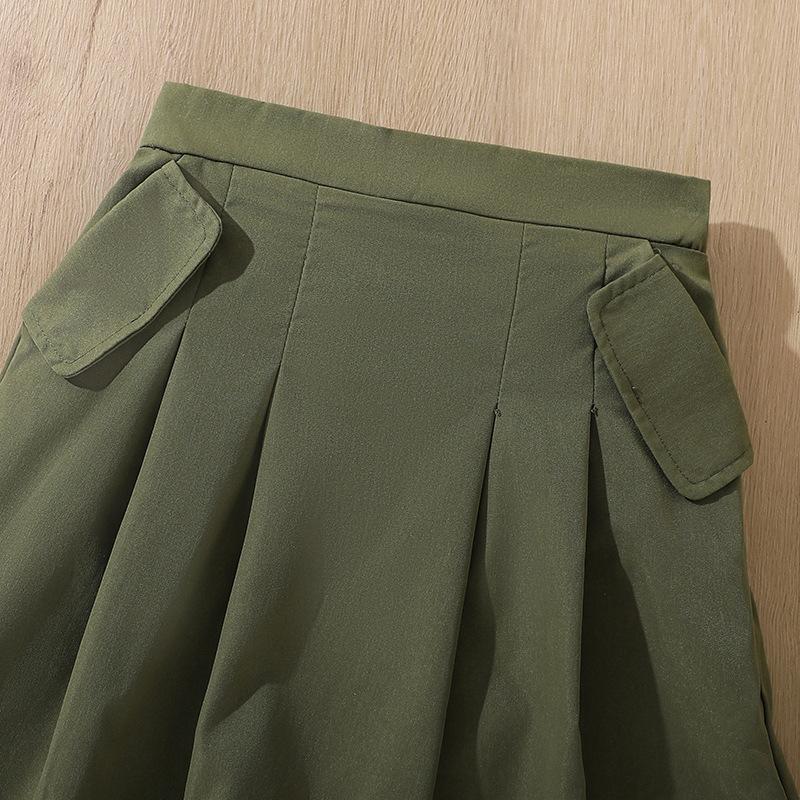 Girls' Casual Suit Summer Children Sweet Short Sleeve Top Pleated Skirt Two-piece Suit