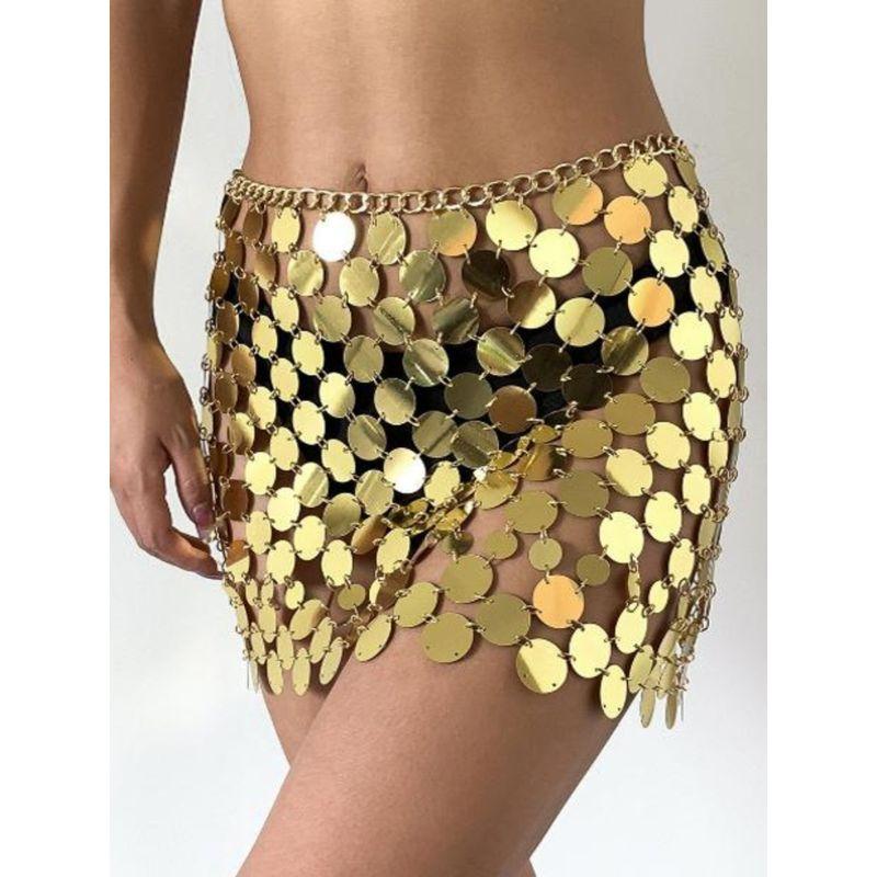 Punk Style Sexy Bead Cutout Skirt Punk Style Sexy Sequin Cut Out Skirt