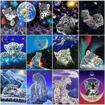 5D Diamond Painting Leopard Diamond Embroidery Animal Winter Rhinestones Art Full Square Mosaic Beaded Home Decor