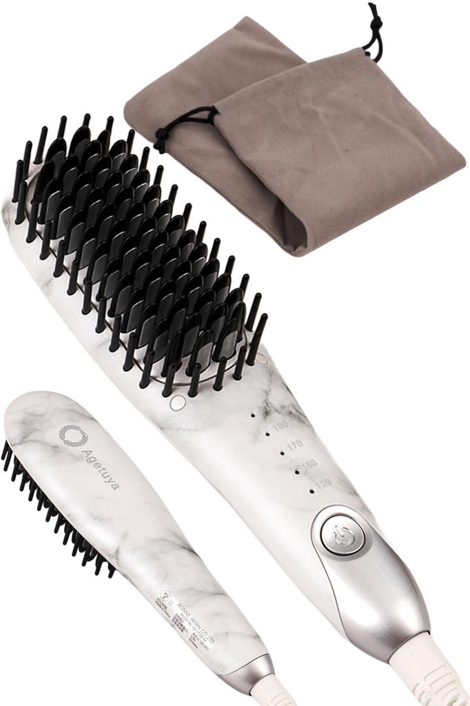 Agetuya Heat Brush Portable Mini Brush Iron Marble | International Voltage Compatible, Lightweight, Non-Damaging, Professional Grade, 210℃