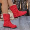 Autumn and Winter New Women's Boots Retro Flat-bottomed Large-size Flat-bottomed Martin Boots Women's Medium Boots Suede Round Head Women's Shoes
