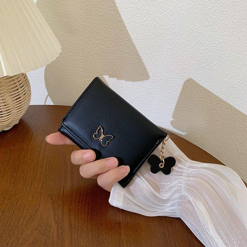 

Women s Short Wallet Butterfly Solid color Women s Wallet Simple Women s Card Holder luxurious Multiple Card Slots Mini wallet