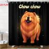 Cute Dog Shower Curtain Bathroom Decor Chow Chow Pet Animal Illustration Waterproof Shower Curtain 180x180cm