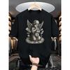 European Sizes Men's Street Style Short-Sleeved Crew Neck T-Shirt with Angel And Money Pattern, Perfect for Summer Outdoor Wear
