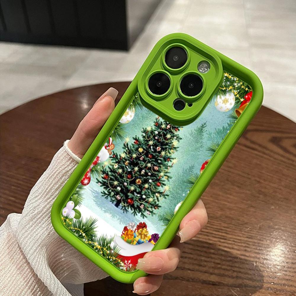 Ae121 Merry Christmas Santa design art Phone Cases for iPhone 16 14 13 11 Pro Max 15 7 8 6 Plus 12 mini XR XS Max SE Angel Eye Ladder Protective Cover