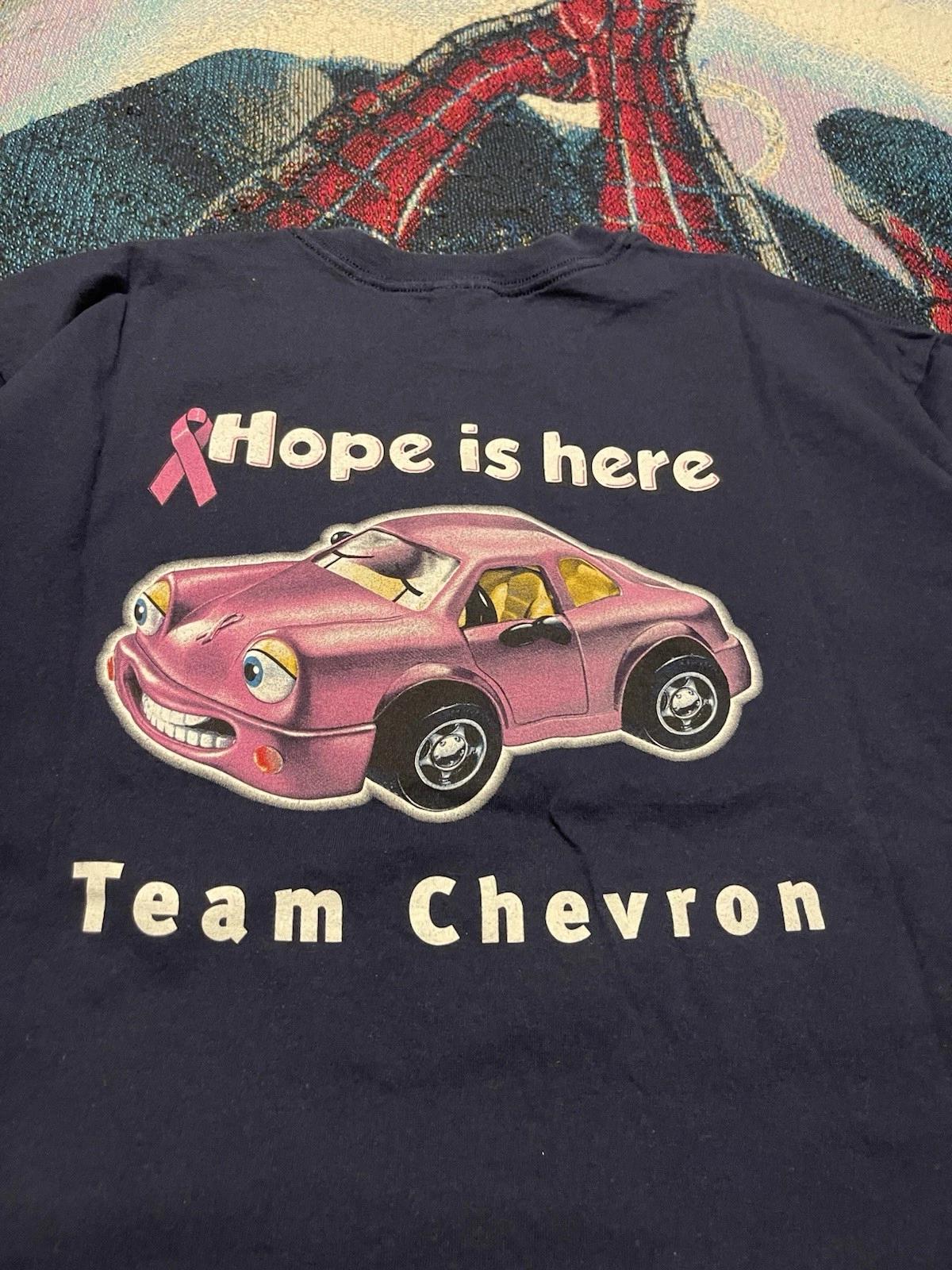 

Vintage Y2K Chevron Pink Car Shirt Navy Men s XL Cartoon Toy Car Breast Cancer M