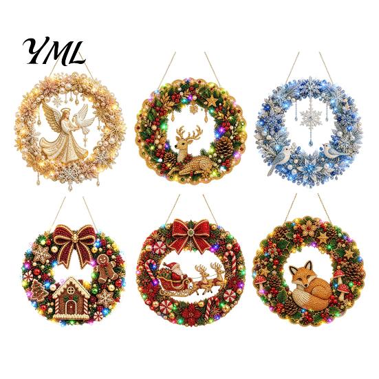 Holiday Gift for Friends 2Pcs Pearl Diamond Christmas Ornament Set, 2D Acrylic Glitter Hanging Tree Pendants Decor with Ribbon, Festive Pendant Party