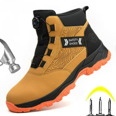Herr Säkerhetsskor Vattentäta Arbetskängor Punkteringssäkra Halkfria Sneakers Ståltå Skyddsstövlar Roterande Knapp Vinterkängor