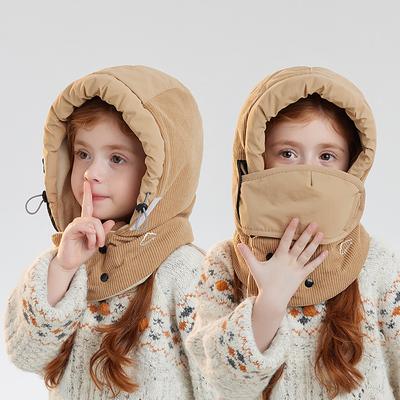 Kinderhoed Winter Jongens Meisjes Outdoor Fluweel Warmhoudend Bomberhoed Muts Sjaal Alles-in-één Hoed