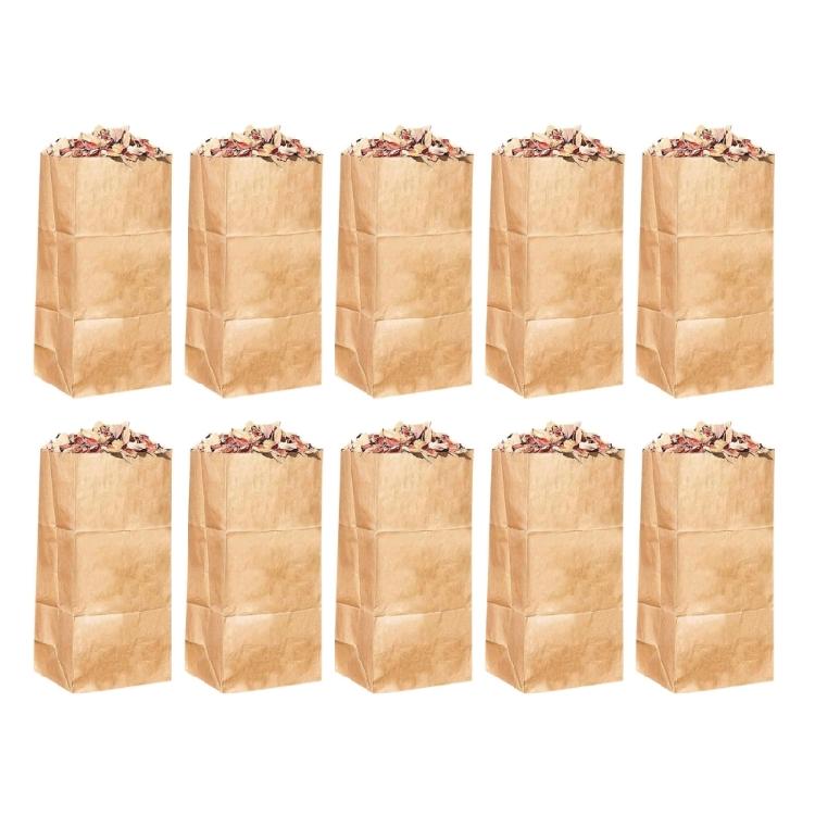 

Set Of 10 High Capacity Craft Paper Leaf Bags Lawn Bag For Collecting Leaves And Gardening Yard Waste Organizing
