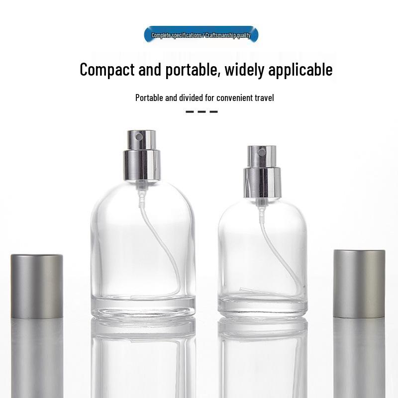 High-End 50ml Transparent Glass Perfume Bottle with Press Spray