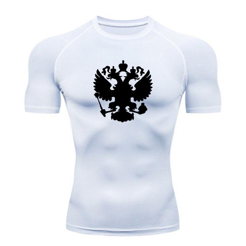 Men's Compression Workout Sports T-Shirt, Double Headed Eagl