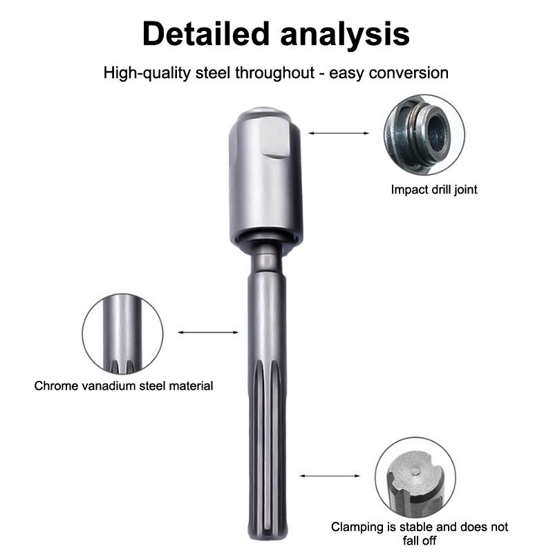 SDS-Plus to SDS-Max Adapter - Carbon Steel Rotary Hammer Converter, Impact Resistant Shank for Labor-Saving Drilling
