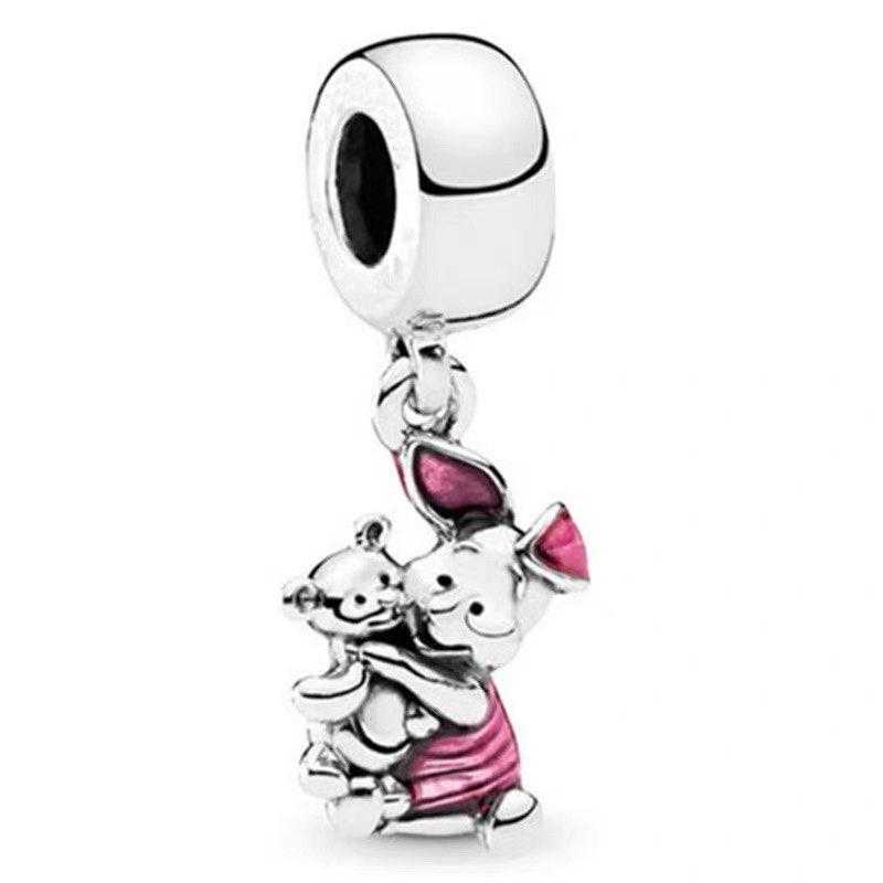 Pandora Disney Pig Enamel Charm Unisex Charm 792134EN117 Silver