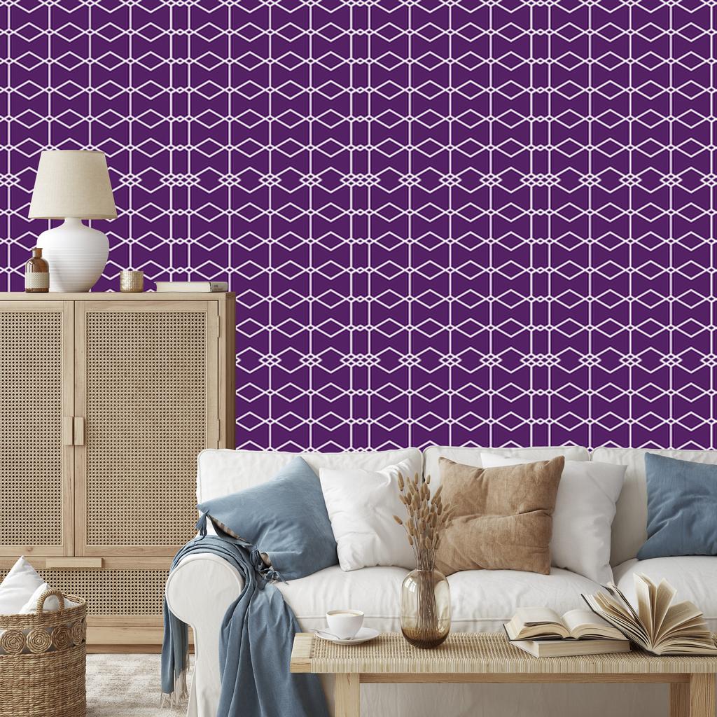 Wallpaper Geometric Pattern Purple and Plum for Living Room and Bedroom 50x1000