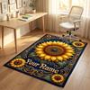 Sunburst Theme Soft Crystal Velvet Rug Custom Name & Text Print Non Slip Floor Rug for Bedroom Living Room