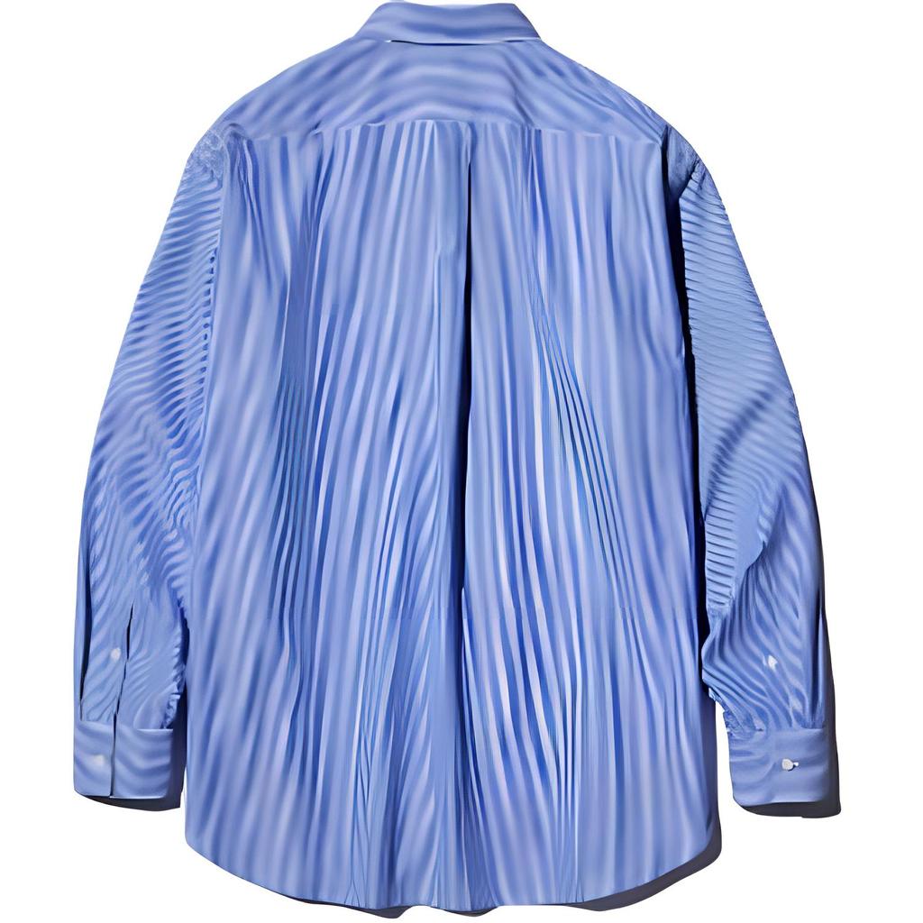 UNIQLO Jil Sander Collaboration Striped Button-Up Long Sleeve Shirt Men shirts Blue 478673-63