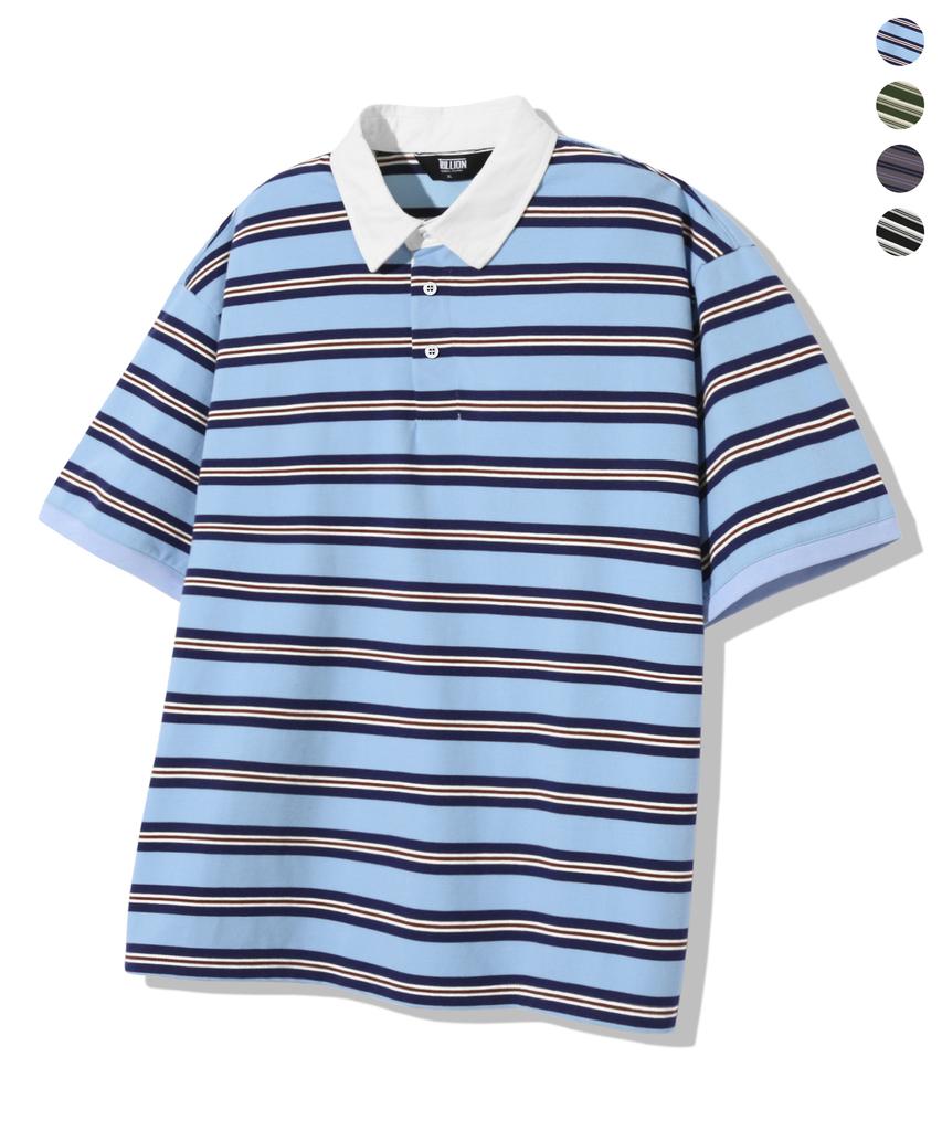TRILLION Rugby Cotton Collared Oversized Short Sleeve T-Shirt_4Color