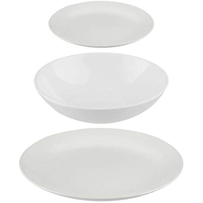 Assiettes - SECRET DE GOURMET - Service De Table - Lot De 18 - Céramique - Blanc