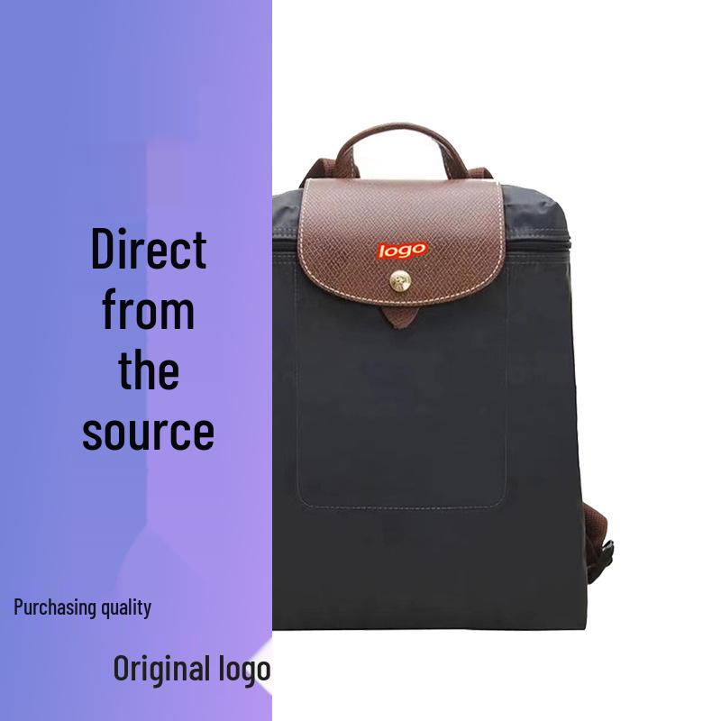 French Dragon Inlay Waterproof Nylon Backpack with Phone and ID Pocket - Women's Casual Street Style