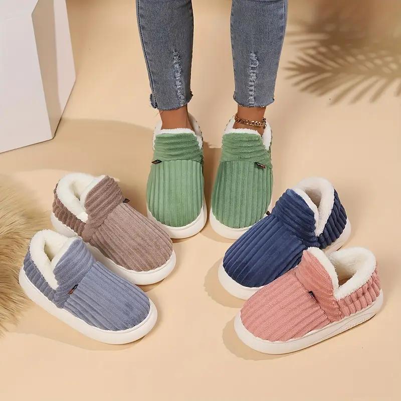 Winter Plush-Lined Slipper Boots for Women - Thick Sole, Indoor/Outdoor Warmth, Soft Fabric,EVA Sole, Hand Washable