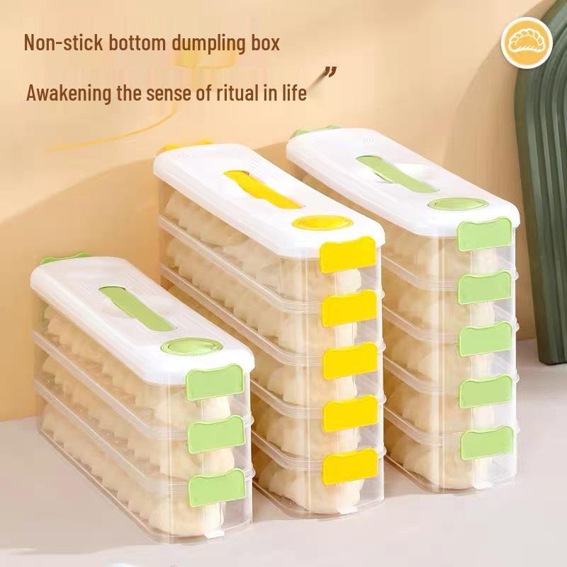 Food-Grade Sealed Dumpling & Wonton Freezer Storage Box for Narrow Spaces зелёный