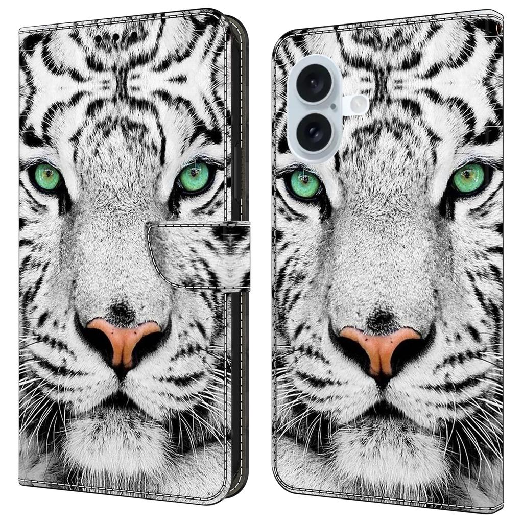 For iPhone 16 Case Pattern Printed Protective Cover TPU+PU Leather Flip Phone Case