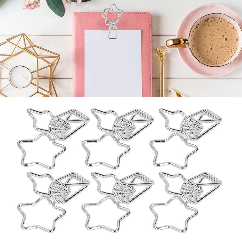 100Pcs Star   Clips Hollow Out Cartoon   Strong Clamping Sturdy Small Paper Clips for Documents Clothes Papers