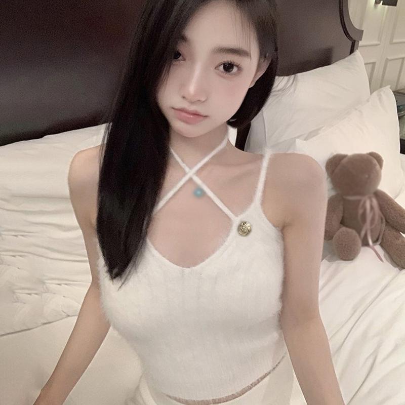 

Укороченные топы, короткий женский жилет из норки, трикотажный топ на слинге с перекрестным плечевым ремнем One Size