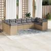 Vidaxl 10-Cz. Garden Furniture Set With Cushions, Beige, Poly Rattan