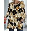 Women's Elegant Printed Long Sleeve Top with Pockets, Fashionable Floral Design, Comfortable and Loose Fit, A Versatile Spring Essential