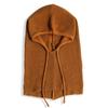 Drawstring Closure Neck Warmer Hat Thick Knit Winter Pullover Hat  For Women Man