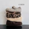 Cowhide Version Ugly Cute Leopard Print Mary Jane Fluffy Shoes Women Wear Autumn and Winter Retro Flat Bottom Velvet Bean Cotton Shoes