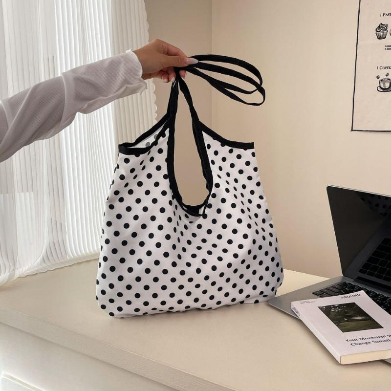 Polka dot canvas autumn new simple and versatile fashion big bag lazy literary shoulder handbag