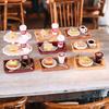 2Set 1/6 Scale Miniature Dollhouse Sumilation Mini Milk Tea Cake With Plate For Kid Pretend Play Toys