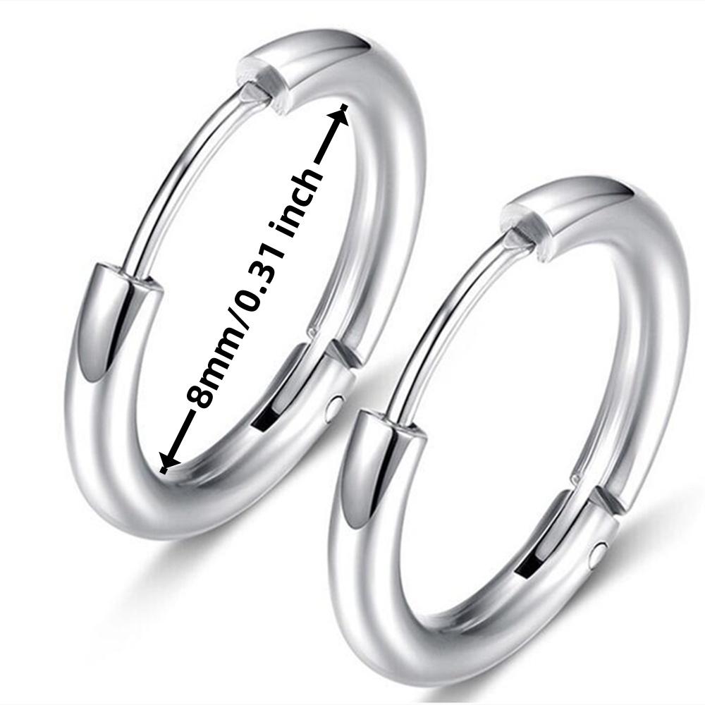 Trend Black/Gold Color Classic Stainless Steel Men Women's Hoops Earrings Minimalist Y2k Small Round Circle Piercing Ear Jewelry