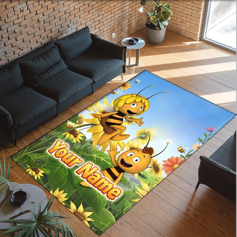 Personalized Crystal Velvet Carpet Custom Name Text,Bing Bunny Anti Slip Area Rug For Home Decoration